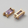 Golden Plated Brass Cubic Zirconia Charms ZIRC-WH0015-01G-06-2