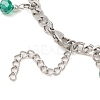 Alloy Clover & Glass Charm Bracelet with 304 Stainless Steel Curb Chains for Saint Patrick's Day BJEW-TA00302-3