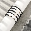 5Pcs 5 Style Natural Lava Rock & Pearl & Shell Star Beaded Stretch Bracelets Set BJEW-JB09495-03-6