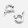Anti-Tarnish Rhodium Plated 925 Sterling Silver Spring Ring Clasps STER-K167-076B-P-2