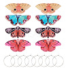 4 Pairs 4 Colors Butterfly Alloy & Acrylic Hoop Earrings EJEW-TA0001-88A-2