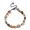 Natural Fossil Coral Beaded Bracelets for Women G-P563-07P-02-4