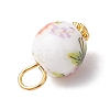 Handmade Flower Printed Porcelain Ceramic Pendants PALLOY-JF03928-02-5