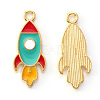 Light Gold Plated Alloy Enamel Pendants X-ENAM-R136-28-2