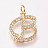 Brass Micro Pave Cubic Zirconia Letter Pendants ZIRC-A010-B01-1