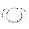 Adjustable Handmade Chinoiserie Floral Printed Porcelain Column Beads & Brass Braided Bead Bracelets for Women BJEW-JB14210-3