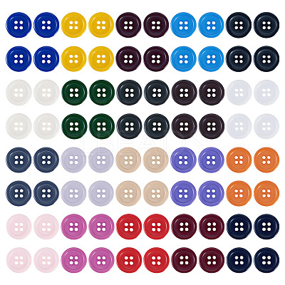 160Pcs 20 Colors 4-Hole Resin Buttons BUTT-TA0001-29C-1