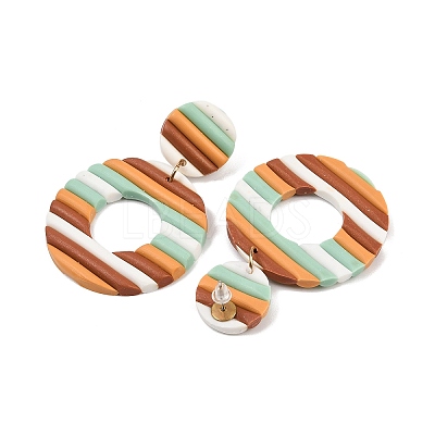 4 Pairs 4 Colors Polymer Clay Donut Dangle Stud Earrings with Iron Pins EJEW-FI0003-02-1