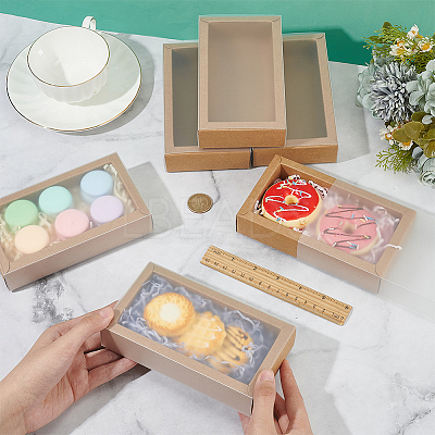 Foldable Paper Drawer Boxes with Clear Plastic Cover LS-CON-WH0095-68A-05-1