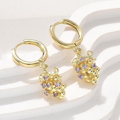 Brass Cubic Zirconia Hoop Earrings EJEW-Q015-02G-D-1