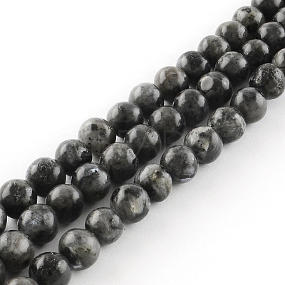 Natural Larvikite Round Beads Strands X-G-R342-8mm-09-1
