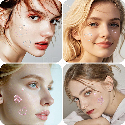 6 Sheets 3 Styles Acrylic Rhinestone Face Body Stickers AJEW-SP0002-68B-1