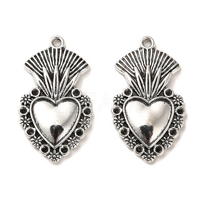 Tibetan Style Alloy Pendant Rhinestone Setting FIND-C043-067AS-1