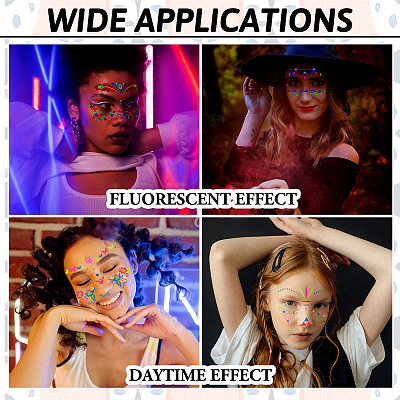 9 Sheets 9 Style Creative Fluorescent Face Tattoo Paper Stickers STIC-TA0002-01-1