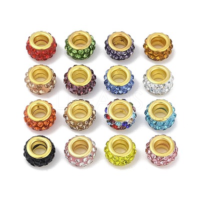 Alloy Rhinestone Clay Pave Beads ALRI-D300-04G-1
