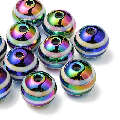 10Pcs Rainbow Color Stripe Resin Beads RESI-YW0001-27B-1