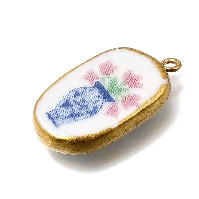 Fruit & Floral & Animals Printed Handmade Porcelain Pendants STAS-Z207-01G-07-1