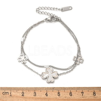 304 Stainless Steel Shell Pearl Pendant Multi-strand Bracelets BJEW-U028-01P-1