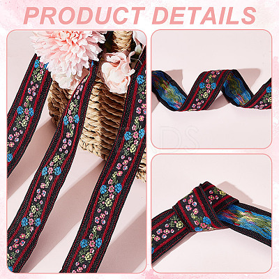 11 Yards Polycotton(Polyester Cotton) Embroidery Flower Ribbon OCOR-GA0001-98A-1