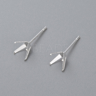 304 Stainless Steel Prong Earring Settings STAS-O098-06S-04-1