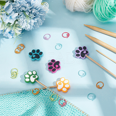 Dog Paw Print Silicone Knitting Needle Stoppers DIY-NB0010-74-1