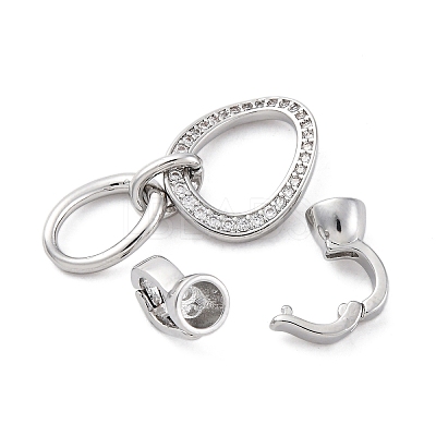 Brass Micro Pave Clear Cubic Zirconia Fold Over Clasps KK-U059-24P-1