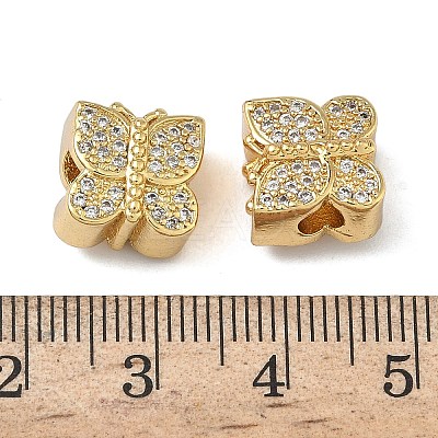 Brass Micro Pave Clear Cubic Zirconia Beads KK-L257-28G-1