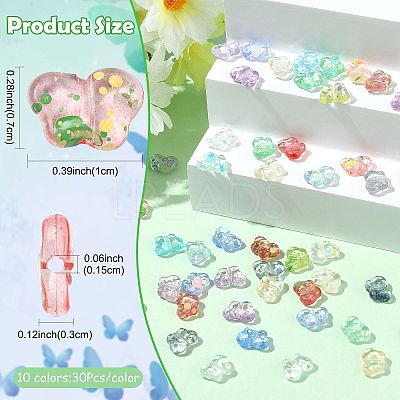 300Pcs 10 Colors Spray Painted Transparent Acrylic Beads OACR-FS0002-62-1