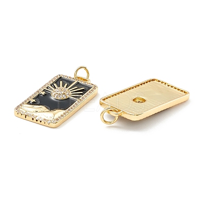 Rack Plating Brass Micro Pave Clear Cubic Zirconia Pendants X-KK-D073-24G-01-1