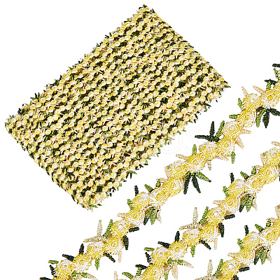 15 Yards Flower Polyester Embroidery Lace Ribbon OCOR-WH0070-77H-1