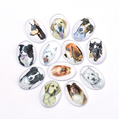 Puppy Photo Flatback Glass Cabochons X-GGLA-S034-25x18-034-1