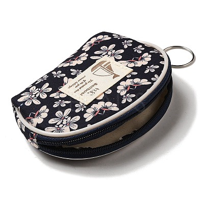 Flower Print Cotton Cloth Wallets with Alloy Zipper AJEW-B024-06-1