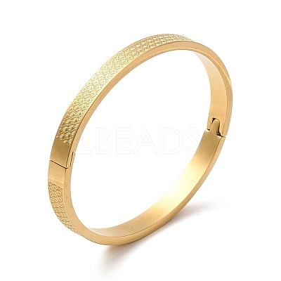 304 Stainless Steel Fan Textured Hinged Bangles for Women LS-BJEW-E099-04G-01-1