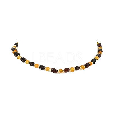 Natural Amber Nuggets Beaded Necklaces for Women NJEW-JN06041-1