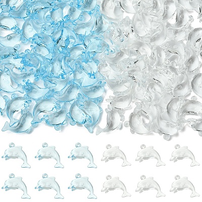 50Pcs 2 Colors Transparent Acrylic Pendants MACR-YW0004-33-1