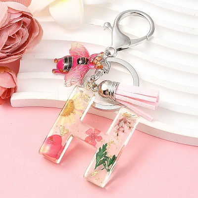 Resin & Acrylic & Faux Suede Tassel Keychain KEYC-YW00125-08-1