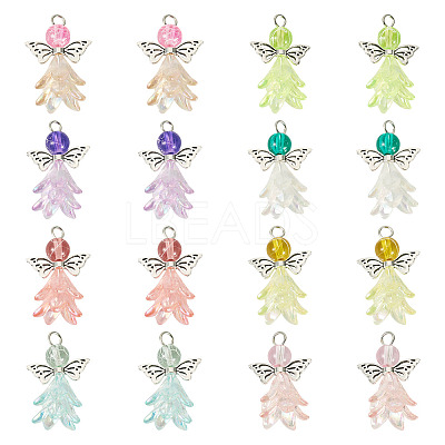 32Pcs 8 Colors Acrylic & Glass Pendants PALLOY-TAC0175-1