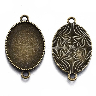 Tibetan Style Oval Alloy Cabochon Connector Settings TIBE-Q038-002B-AB-NR-1