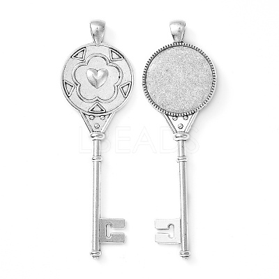 Tibetan Style Alloy Key Pendant Cabochon Bezel Settings PALLOY-J494-51AS-1