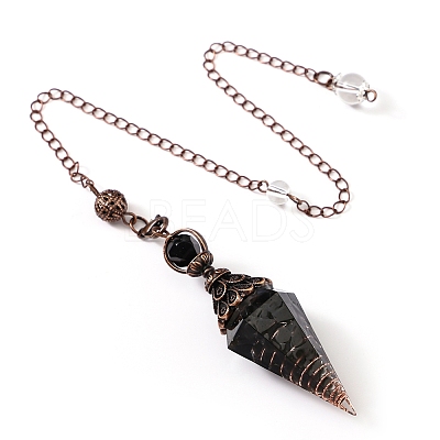 Natural Obsidian & Resin Hexagonal Pointed Dowsing Pendulums PW-WG7D05E-19-1