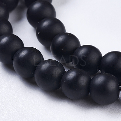 Synthetic Black Stone Bead Strands X-G-R345-6mm-38-1-1
