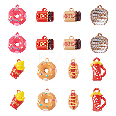 16Pcs 8 Styles Baking Paint Alloy Pendants FIND-TA0009-64-1