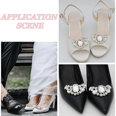 4Pcs 2 Colors Manganese Steel Rhinestone Shoe Decoration AJEW-FG0004-19-1