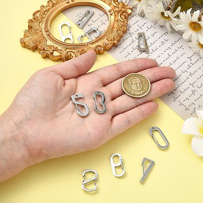 10Pcs 10 Styles 304 Stainless Steel Keychain Clasp Findings FIND-CJ0002-80-1