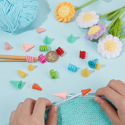 54Pcs 9 Styles Cone Synthetic Rubber Knitting Needle Point Protectors FIND-BC0005-61-1