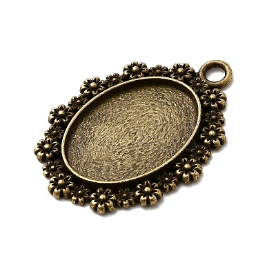 Vintage Tibetan Style Alloy Flower Pendant Cabochon Bezel Settings LS-TIBEP-M018-42AB-NF-1