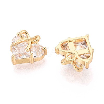 Brass Micro Pave Cubic Zirconia Pendants KK-T071-45G-1