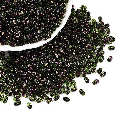 Picasso Spray Painted Glass Seed Beads SEED-T006-04-19-1