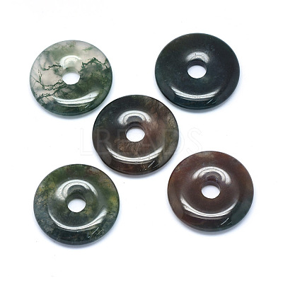 Natural Moss Agate Pendants G-P415-22F-1