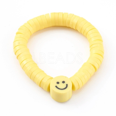 Handmade Polymer Clay Heishi Beaded Stretch Rings X-RJEW-JR00331-1